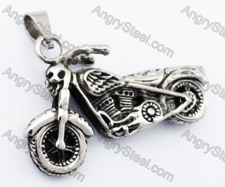 Stainless Steel Skull Motorcycle Pendant - KJP330063