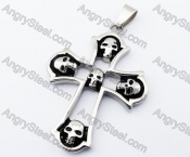 Stainless Steel Skull Cross Pendant - KJP330079