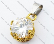 Gold Plating Stainless Steel Inlay Zircon Stone Pendant - KJP051105