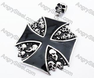 Big & Heavy Stainless Steel Skull Black German WWII Iron Cross Pendants - KJP170164