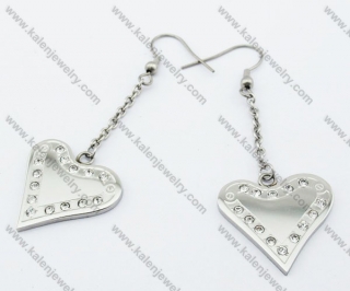 Stainless Steel Inlay Stones Heart Earrings - KJE050857