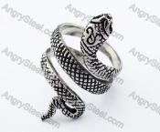 Vintage Stainless Steel Casting Rattle Snake Rings For Women & Men - KJR010180