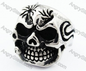 Cool Punk Mens smoker skull stainless steel ring - KJR330059