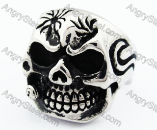 Cool Punk Mens smoker skull stainless steel ring - KJR330059