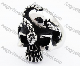 Stainless Steel Snake Skull Ring - KJR330065