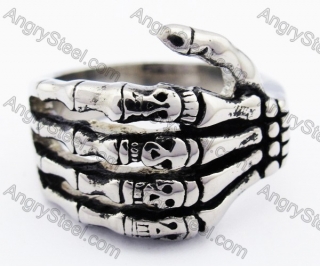 Stainless Steel Skeleton Hand Ring - KJR330067