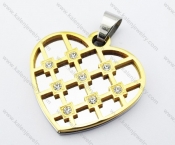 Stainless Steel Inlay Stones Gold Plating Heart Pendant - KJP051142