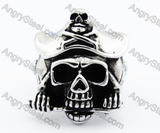 Stainless Steel Pirates Skull Ring - KJR010181