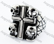 Stainless Steel Skull Cross Ring - KJR010183