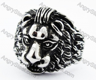 Stainless Steel Lion Ring For Men - KJR010196