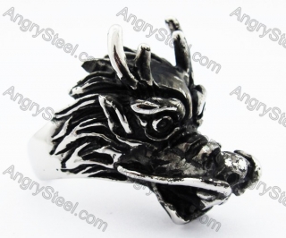 Stainless Steel Mens Dragon Ring - KJR010198