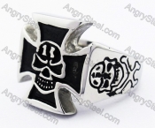 No. 13 German WWII Iron Cross Skull Biker Ring - KJR010102