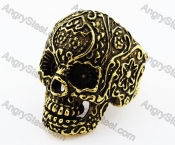 Gold Plating Skull Biker Ring - KJR010179