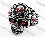 Ruby Eyes Skull Biker Ring - KJR010194