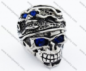 Punk Double Face Blue Eyes Skull Biker Ring - KJR090274