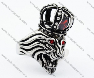 Inlay Ruby Lion King Ring - KJR090286