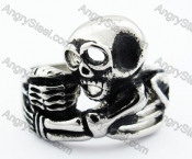 Skull Hug Biker Ring - KJR330057