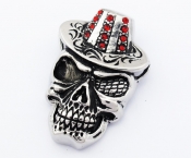 Inlay Red Stone Hat Skull Biker Jewelry Punk Pendant - KJP090363