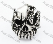 Stainless Steel Alien Monster Skull Ring - KJR370008