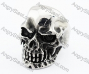 Big Stainless Steel Skull Ring - KJR370010