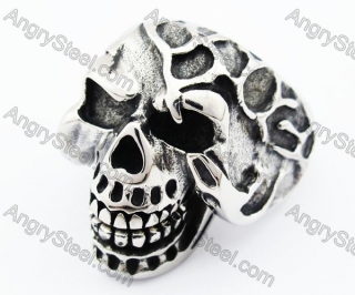 Stainless Steel Chin Movable Skull Ring - KJR370022