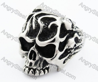 Stainless Steel Skull Ring - KJR370026