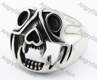 Stainless Steel Skull Ring - KJR370025