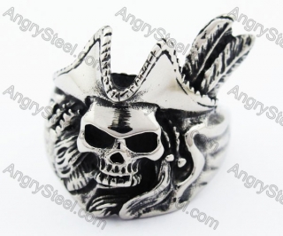 Stainless Steel Pirates Skull Ring - KJR370029