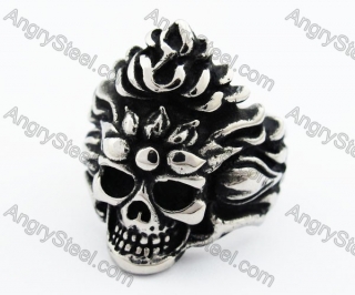 Stainless Steel Death Skull Ring - KJR370031