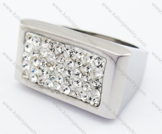 Stainless Steel Clear Rhinestones Ring - KJR010208