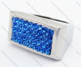 Stainless Steel Light Blue Rhinestones Ring - KJR010209