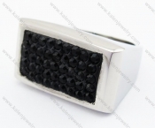 Stainless Steel Black Rhinestones Ring - KJR010210