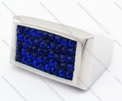 Stainless Steel Blue Rhinestones Ring - KJR010211