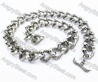 Mens Biker Skull Necklace Wholesale - KJN170017