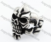 High Polished 316L Stainless Steel Skull Ring - KJR370034