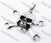 Stainless Steel Wrench Skull Pendant - KJP170167