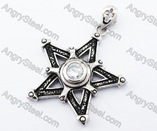 Stainless Steel Inlay Zircon Stone Star Pendant - KJP170179