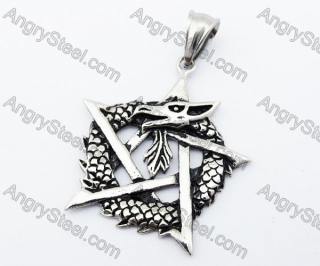 Stainless Steel Dragon Jewish Star Magen David Pendant - KJP170205