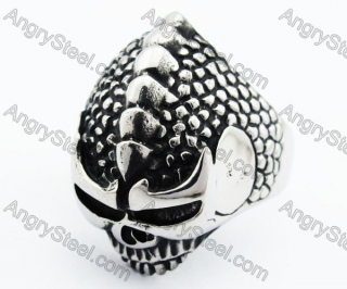 Stainless Steel Alien Monster Skull Ring - KJR370048