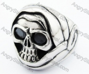 Stainless Steel Death Skull Ring - KJR370050