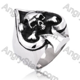 Stainless Steel Spade Skull Ring - KJR350004