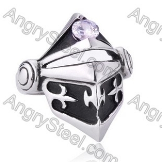 Stainless Steel Medieval Knight Helmet Ring - KJR350006