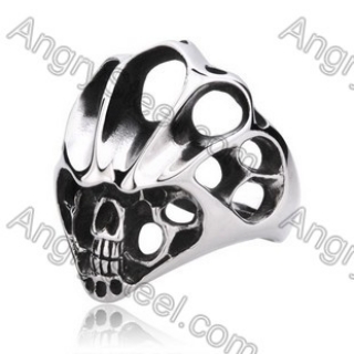 Stainless Steel Skull Ring - KJR350013