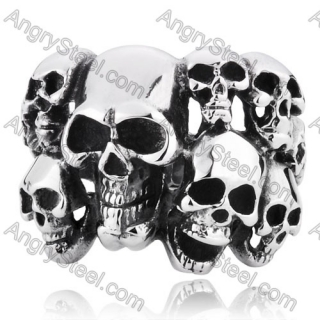 Stainless Steel Death Head Skull Ring - KJR350026