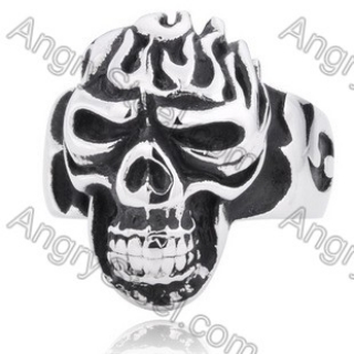 Stainless Steel Skull Ring - KJR350028