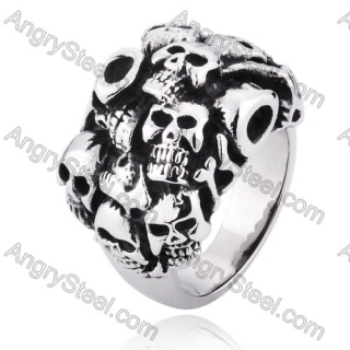 Stainless Steel Skull Ring - KJR350042