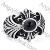 Vintage Stainless Steel Inlay Stone Iris Ring - KJR350049