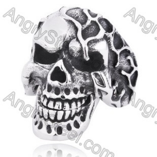 Stainless Steel Brains Skull Ring - KJR350057