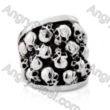 Stainless Steel Skull Relief Ring - KJR350069