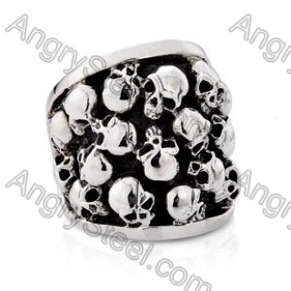 Stainless Steel Skull Relief Ring - KJR350069